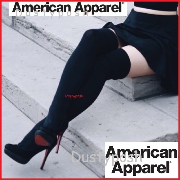 American Apparel Thigh High Socks Over Knee New Black White Y2K Birthday Gift - Picture 4 of 9